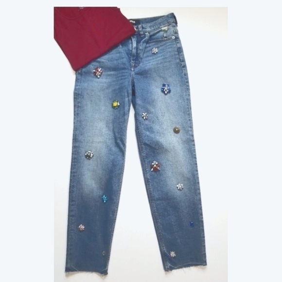 EXPRESS Girlfriend Highrise Jeweled Jeans! - Picture 3 of 8